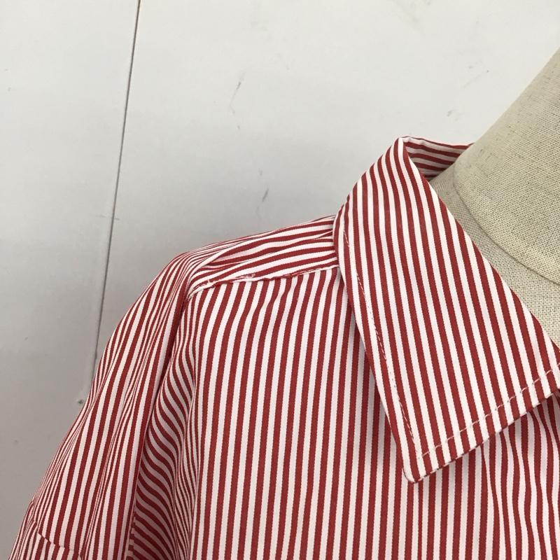 エヘカソポ ehka sopo シャツ、ブラウス 長袖 1710788 FREE ストライプ 白 / ホワイト / X 赤 / レッド / レディース USED 古着 中古 10114080