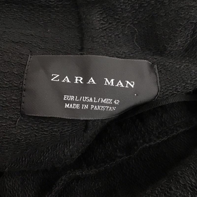 ザラメン ZARA MAN パーカー 長袖 スウェット カットオフ ロング丈 L 無地 黒 / ブラック / メンズ USED 古着 中古 10106789