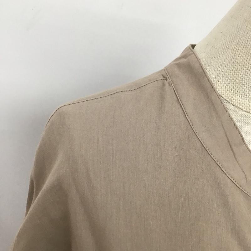 グリーンレーベルリラクシング green label relaxing シャツ、ブラウス 七分袖 3611-104-1941 ピンタック バンドカラー 無地 ベージュ / ベージュ / レディース USED 古着 中古 10109664