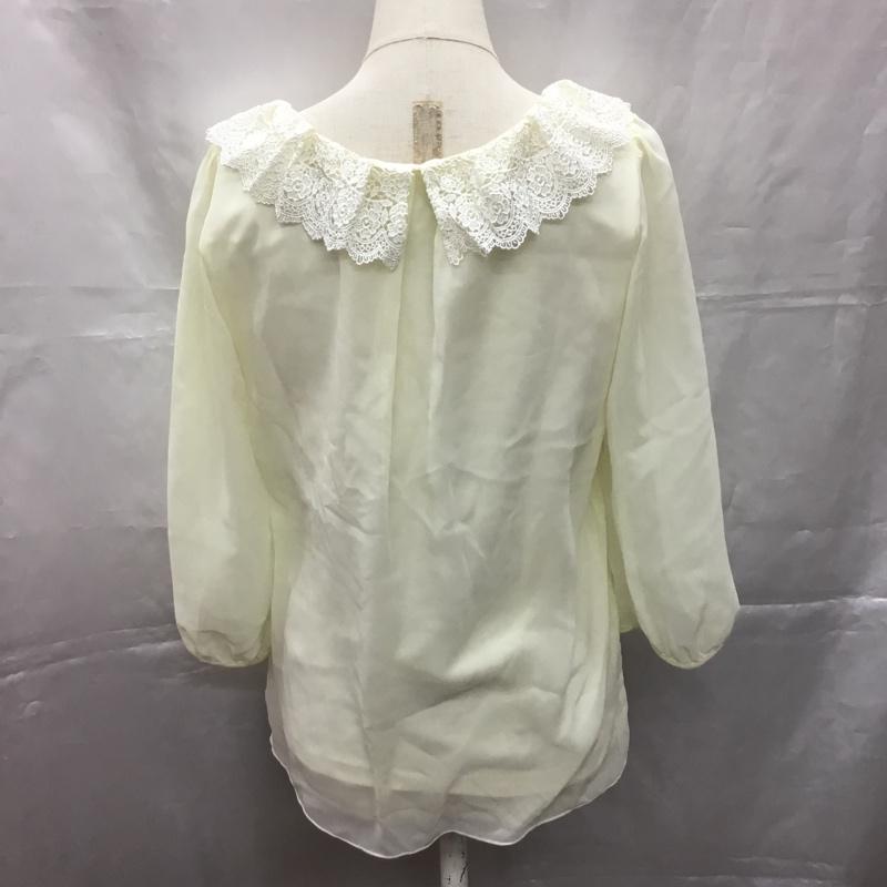 ミッシュマッシュ MISCH MASCH カットソー 七分袖 111-1865-33-83738 レース襟 M 無地 黄 / イエロー /  レディース USED 古着 中古 10107460