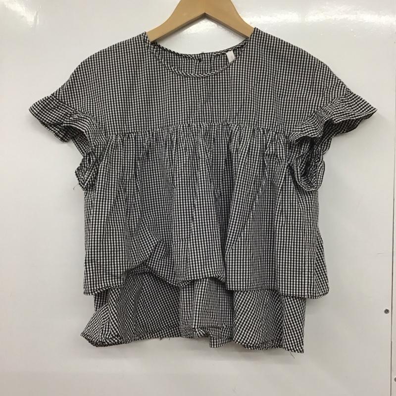 ザラ ZARA カットソー 半袖 半袖カットソー チェックシャツ クルーネックシャツ M チェック 白 / ホワイト / X 黒 / ブラック / レディース USED 古着 中古 10132109