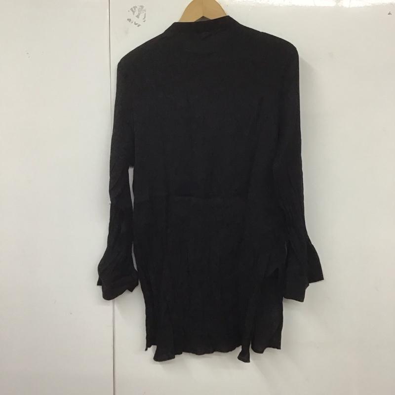 ザラ ZARA カットソー 長袖 9479 052 800 バンドカラー サイドスリット チュニック M 無地 黒 / ブラック / レディース USED 古着 中古 10129143