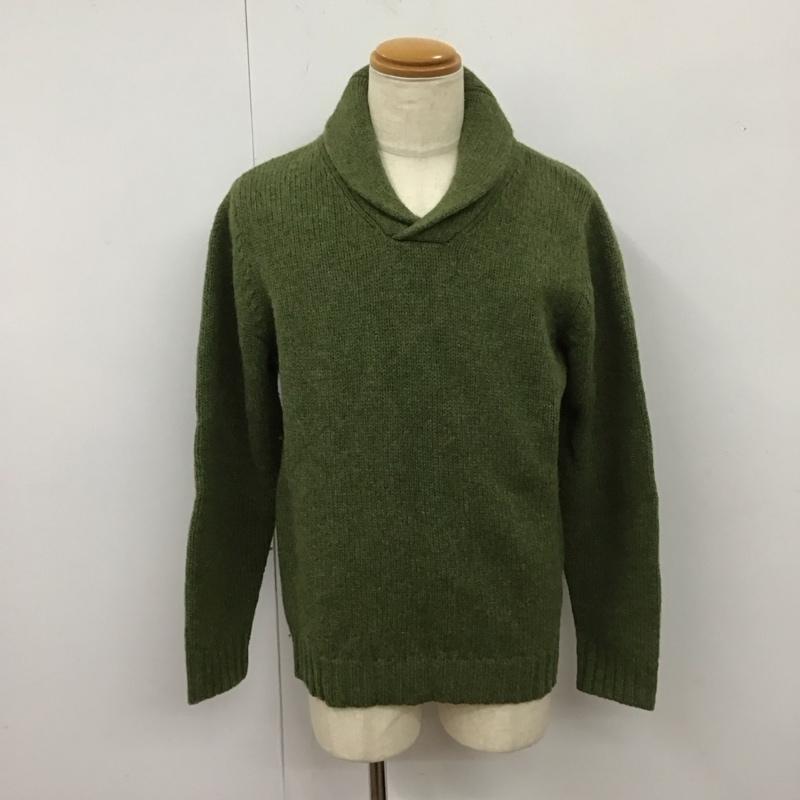エルエルビーン L.L.Bean ニット、セーター 長袖 0 HLV5 エルボーパッチ ショールカラー M 無地 緑 / グリーン / メンズ USED 古着 中古 10112653