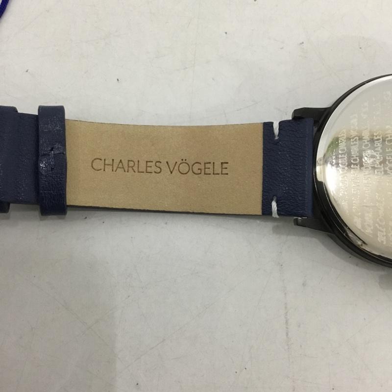 シャルルホーゲル CHARLESVOGELE 腕時計 アナログ(クォーツ式) V0721 レザーベルト ロゴ、文字 紺 / ネイビー / メンズ USED 古着 中古 10135175