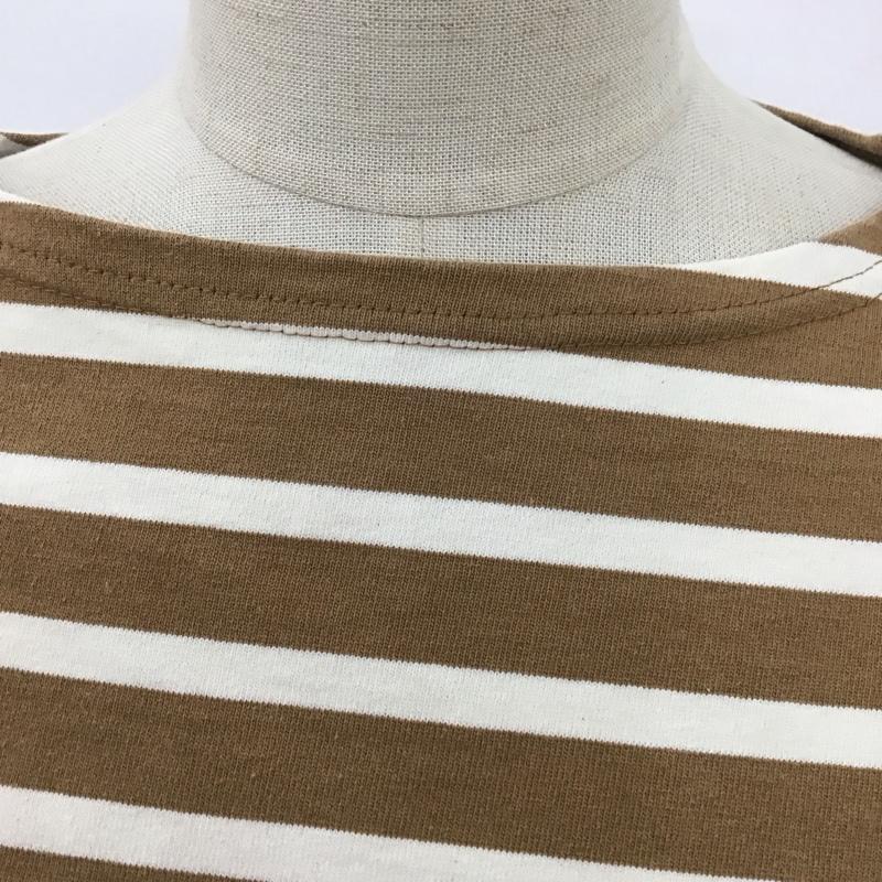 ひより HIYORI カットソー 七分袖 七分丈カットソー クルーネックカットソー ボーダーTシャツ FREE ボーダー柄 白 / ホワイト / X 茶 / ブラウン / レディース USED 古着 中古 10124073