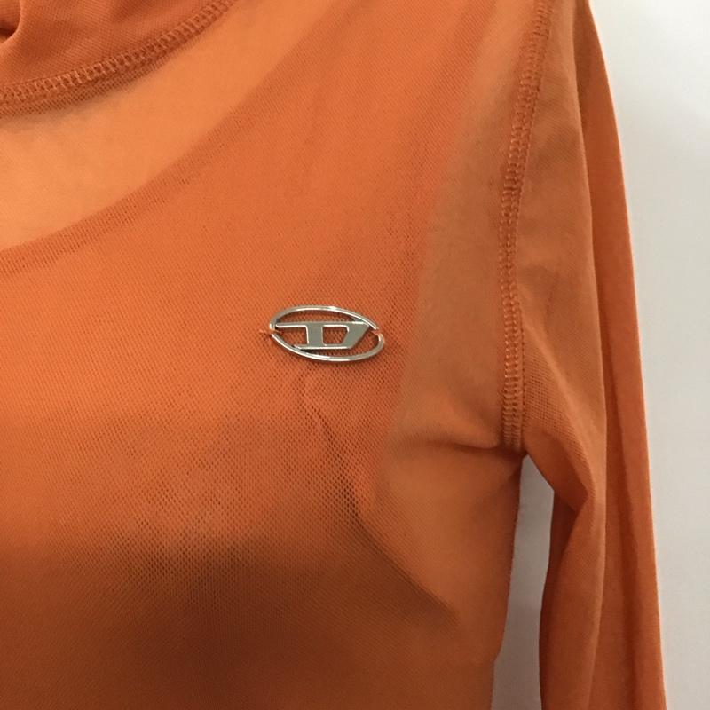 ディーゼル DIESEL カットソー 長袖 シアー ハイネック タートルネック S ワンポイント 橙 / オレンジ / レディース USED 古着 中古 10118819