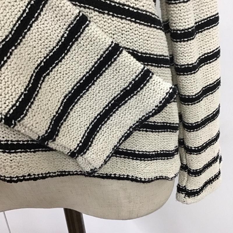 ザラ ZARA ニット、セーター 長袖 1165 118 104 サマーニット S ボーダー柄 黒 / ブラック / X アイボリー / アイボリー /  レディース USED 古着 中古 10113499