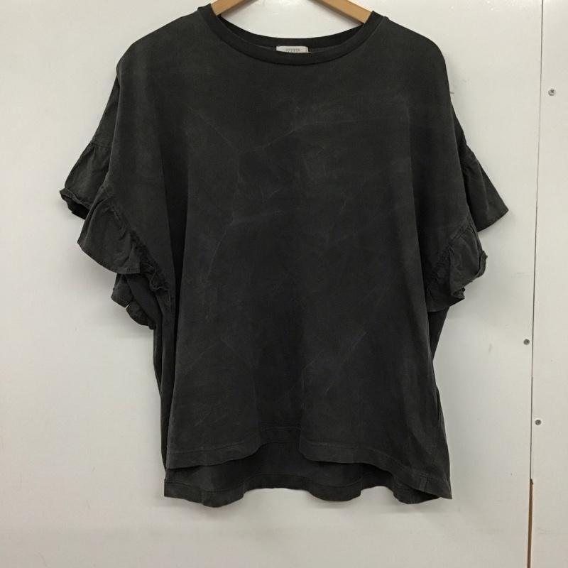 ローリーズファーム LOWRYS FARM カットソー 半袖 半袖カットソー 無地Tシャツ クルーネックカットソー フリル袖 FREE 無地 黒 / ブラック / レディース USED 古着 中古 10138796