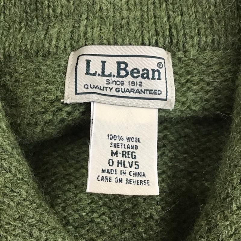 エルエルビーン L.L.Bean ニット、セーター 長袖 0 HLV5 エルボーパッチ ショールカラー M 無地 緑 / グリーン / メンズ USED 古着 中古 10112653