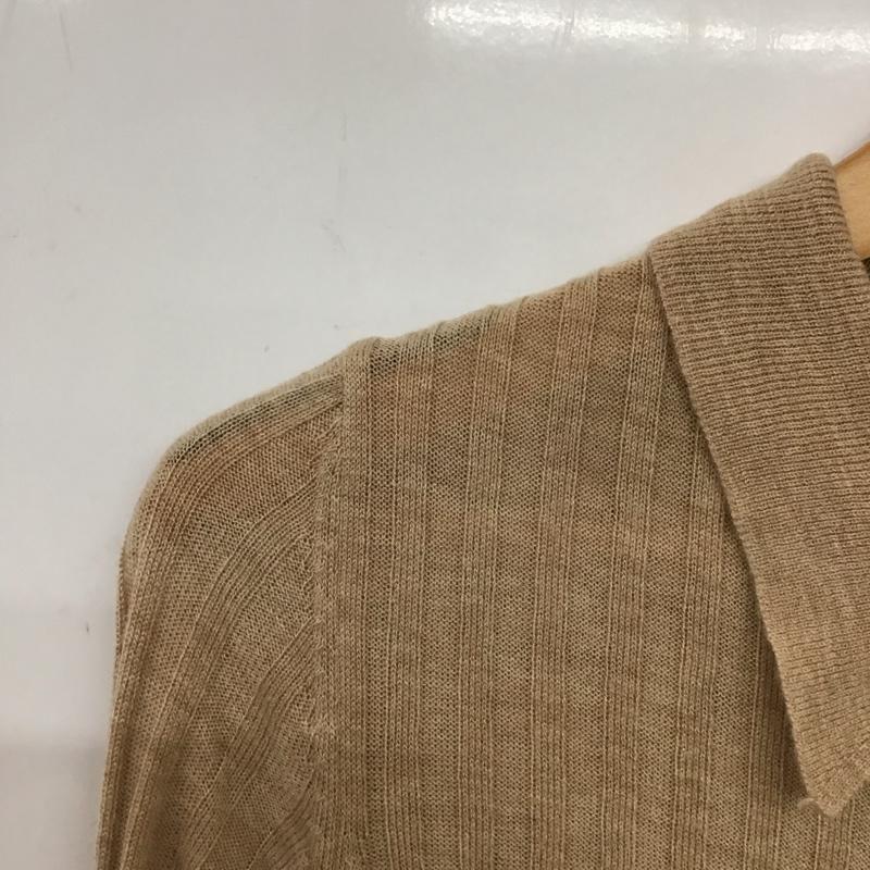 ザラ ZARA ポロシャツ 長袖 9598/032/711 リブニット ボタン ポロシャツ M 無地 ベージュ / ベージュ / レディース USED 古着 中古 10133651