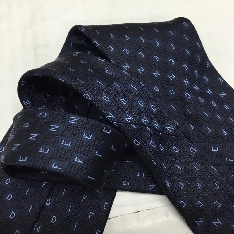 フェンディ FENDI ネクタイ ネクタイ シルク 総柄 紺 / ネイビー / メンズ USED 古着 中古 10119931