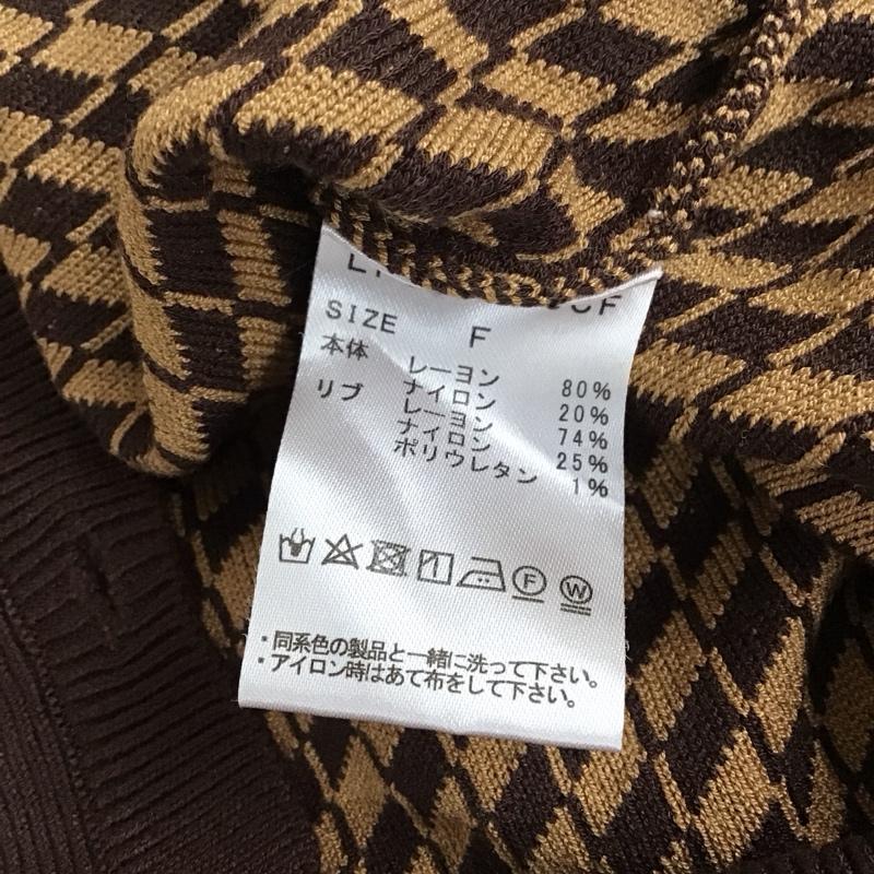 ローリーズファーム LOWRYS FARM ベスト ベスト ニットベスト 前開き Vネック FREE 総柄 茶 / ブラウン / レディース USED 古着 中古 10119060