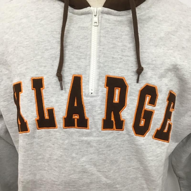 エクストララージ XLARGE パーカー 長袖 長袖パーカー ジップカラーパーカー スウェット プルオーバー M ロゴ、文字 灰 / グレー /  メンズ USED 古着 中古 10126862