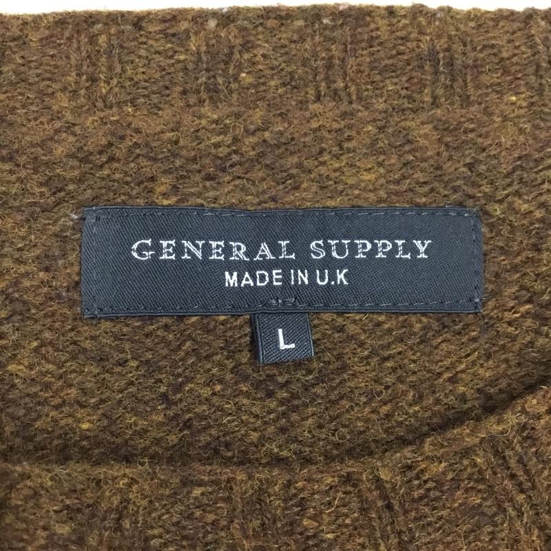 ジェネラルサプライ GENERALSUPPLY ニット、セーター 長袖 長袖ニットカットソー ニット セーター クルーネックニット L 無地 茶 / ブラウン / メンズ USED 古着 中古 10108713
