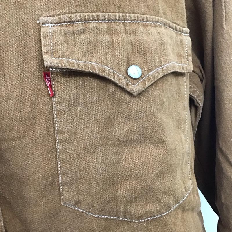 リーバイス Levi s シャツ、ブラウス 長袖 長袖シャツ カラーシャツ ポケットシャツ 長袖カットソー L 無地 茶 / ブラウン /  メンズ USED 古着 中古 10109777