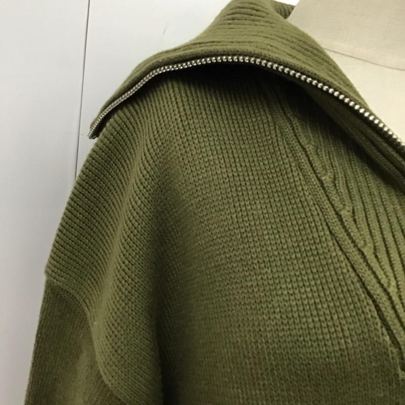 ザラ ZARA ニット、セーター 長袖 長袖ニットカットソー セーター ジップアップネック M 無地 カーキ / カーキ / レディース USED 古着 中古 10118529