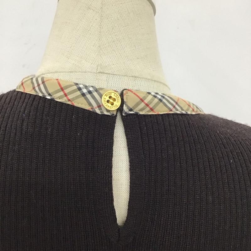 バーバリーブルーレーベル BURBERRY BLUE LABEL アンサンブルニット 長袖 FBF33-577 Vネックカーディガン 半袖ニット M チェック 黒 / ブラック / レディース USED 古着 中古 10109407