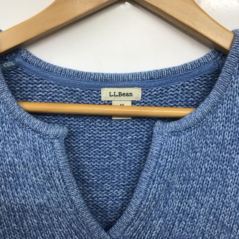 エルエルビーン L.L.Bean ニット、セーター 長袖 276141 キーネック M 無地 青 / ブルー / レディース USED 古着 中古 10138946
