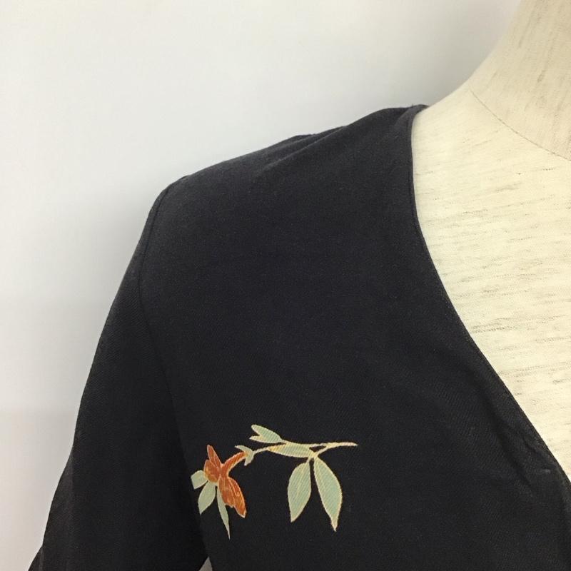 ザラベーシック ZARA BASIC カーディガン 長袖 長袖カーディガン 前開き ノーカラー S プリント 黒 / ブラック / レディース USED 古着 中古 10132955