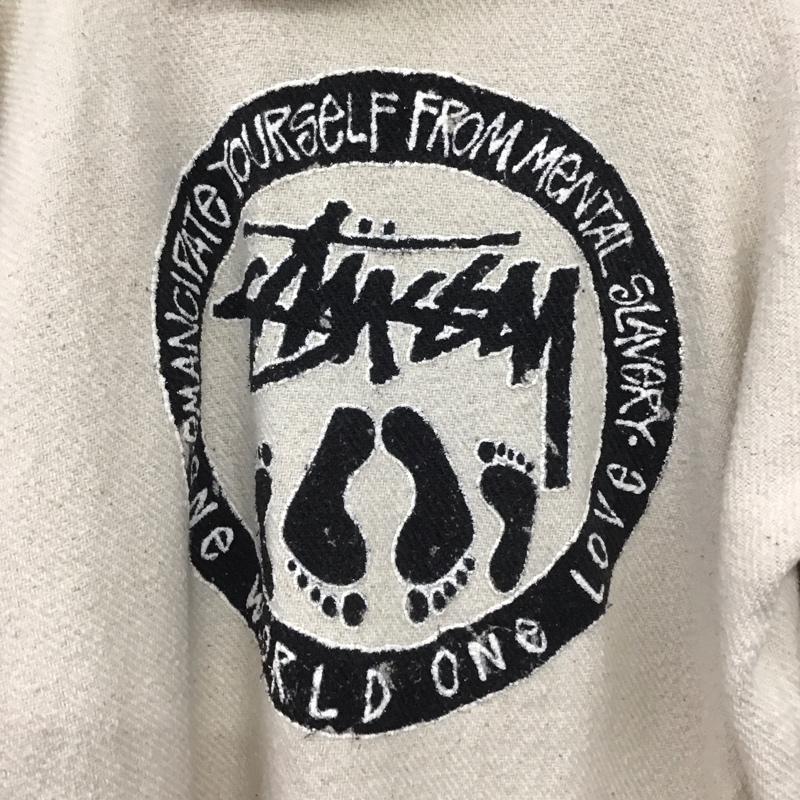 ステューシー STUSSY パーカー 長袖 メキシカンパーカー Vネック 長袖パーカー XL ロゴ、文字 白 / ホワイト / メンズ USED 古着 中古 10138597