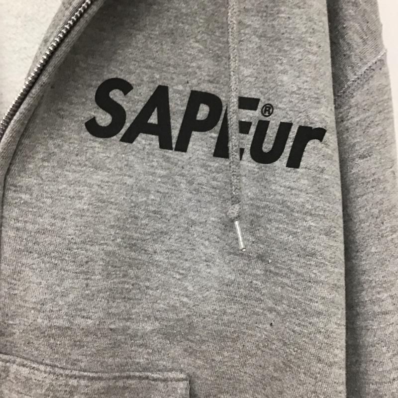 サプール SAPEur パーカー 長袖 ジップパーカー M ロゴ、文字 X プリント 灰 / グレー / メンズ USED 古着 中古 10137987