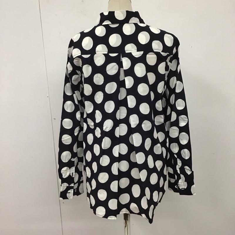 ニコアンド niko and... シャツ、ブラウス 長袖 ON44FA06NN 丸襟 3 ドット 白 / ホワイト / X 紺 / ネイビー / レディース USED 古着 中古 10123106