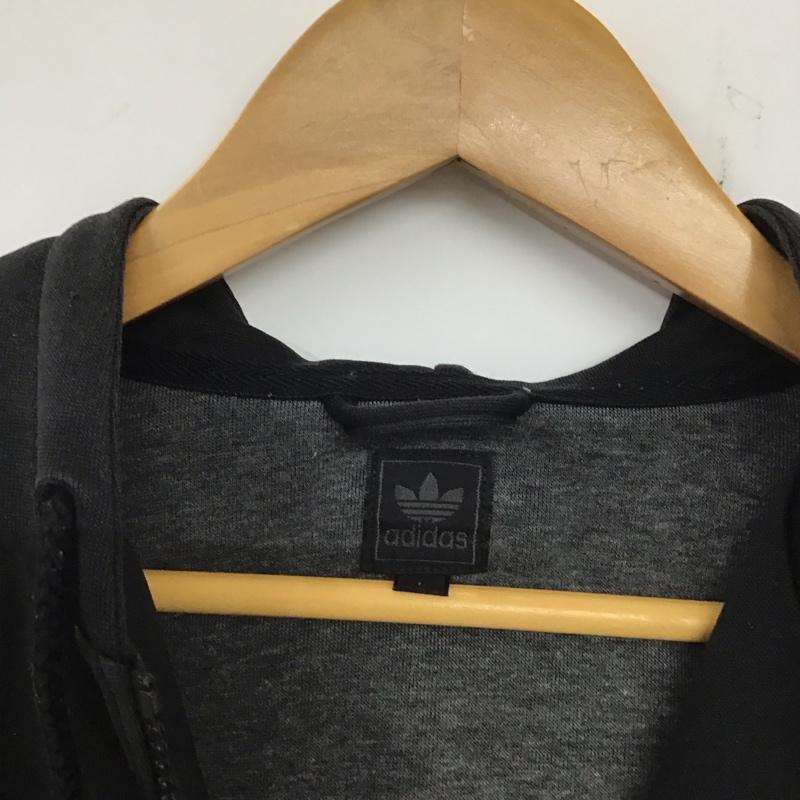 アディダス adidas パーカー 長袖 ジップアップパーカー アウター ジップアップジャケット L ロゴ、文字 白 / ホワイト / X 黒 / ブラック / メンズ USED 古着 中古 10137188