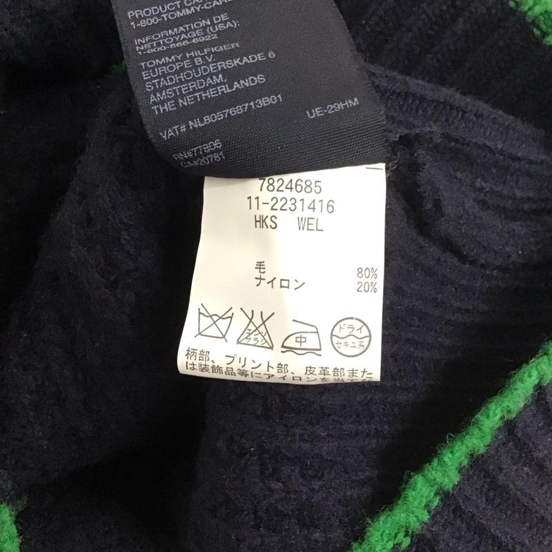 トミーヒルフィガー TOMMY HILFIGER ニット、セーター 長袖 長袖ニットカットソー ニット セーター Vネックニット L ロゴ、文字 紺 / ネイビー / メンズ USED 古着 中古 10112589