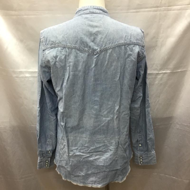 レミ レリーフ REMI RELIEF シャツ、ブラウス 長袖 長袖シャツ ノーカラーシャツ ポケットシャツ 長袖カットソー デニムシャツ L 無地 インディゴ / インディゴ /  メンズ USED 古着 中古 10109431
