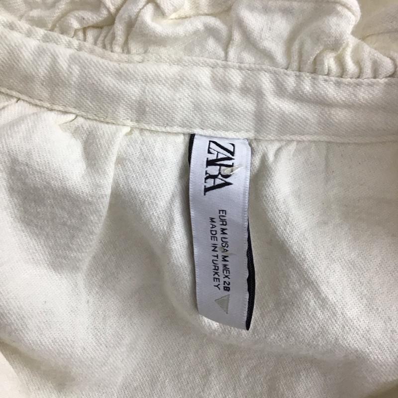 ザラ ZARA シャツ、ブラウス 長袖 0327 001 251 フリル クロップド丈 M 無地 アイボリー / アイボリー / レディース USED 古着 中古 10126068