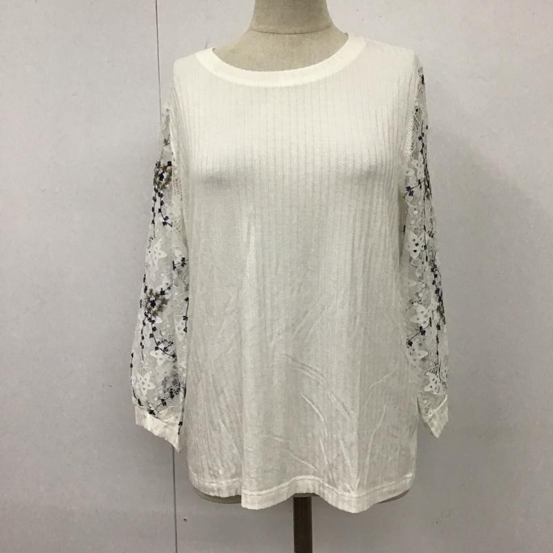 アビトーキョー ABITOKYO カットソー 七分袖 A02B3234AB 七分袖レースドッキングリブカットTシャツ タグ付き L レース柄 白 / ホワイト / レディース USED 古着 中古 10112135