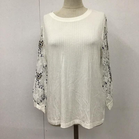 アビトーキョー ABITOKYO カットソー 七分袖 A02B3234AB 七分袖レースドッキングリブカットTシャツ タグ付き L レース柄 白 / ホワイト /  レディース USED 古着 中古 10112135
