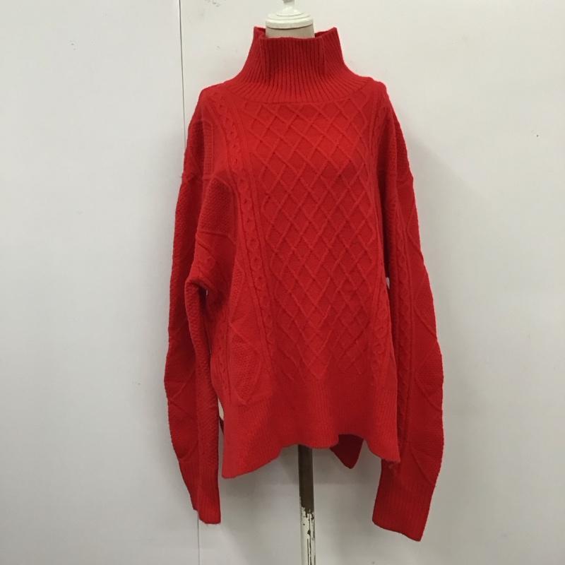 アイテムズ アーバンリサーチ ITEMS URBAN RESEARCH ニット、セーター 長袖 IT37-22A007 ハイネックケーブルニット タートルネック FREE 赤 / レッド / レディース USED 古着 中古 10120825