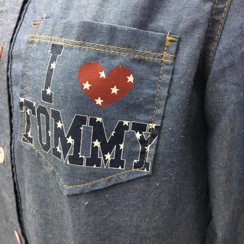 トミーガール tommy girl シャツ、ブラウス 長袖 長袖シャツ フード付きシャツ デニムシャツ S ロゴ、文字 インディゴ / インディゴ / レディース USED 古着 中古 10118478
