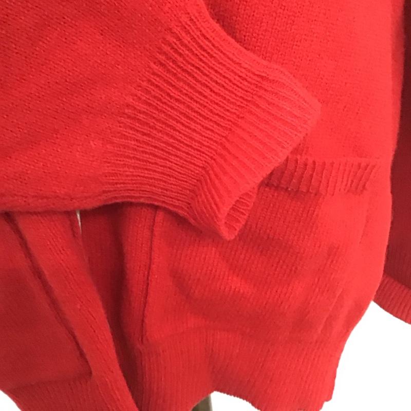 ラルフローレン RALPHLAUREN カーディガン 長袖 長袖ニットカーディガン 前ボタン ノーカラー M 無地 赤 / レッド / レディース USED 古着 中古 10126943
