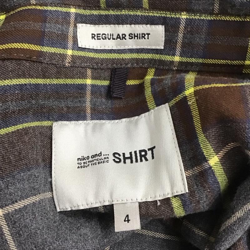 ニコアンド niko and... シャツ、ブラウス 長袖 S204CA01AD REGULAR SHIRT スキッパーシャツ L チェック 灰 / グレー / X 茶 / ブラウン / X 白 / ホワイト / X 紺 / ネイビー / X 黄 / イエロー / レディース USED 古着 中古 10108144