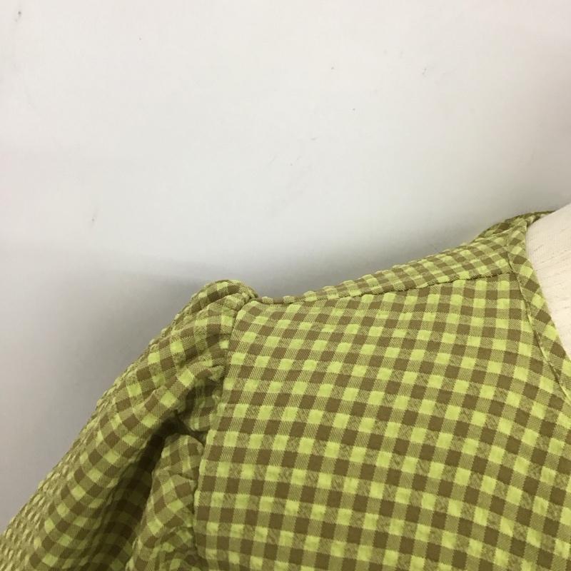 ローリーズファーム LOWRYS FARM ワンピース ロングスカート LF722007TK チェックバルーンスリーブ 2WAY 前後着 FREE チェック 茶 / ブラウン / X 黄緑 / イエローグリーン /  レディース USED 古着 中古 10133442