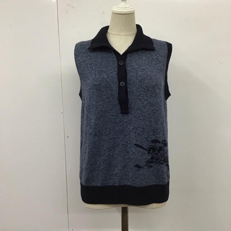 バーバリーゴルフ BURBERRY GOLF ベスト ベスト BGT97-853-28 ニット プルオーバー M ワンポイント 紺 / ネイビー / メンズ USED 古着 中古 10120395