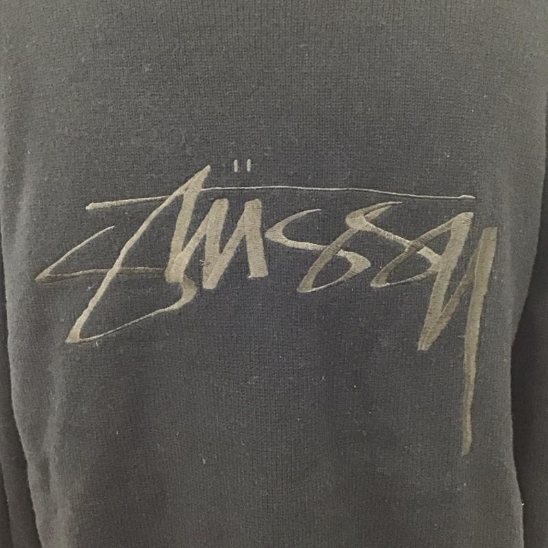 ステューシー STUSSY ニット、セーター 長袖 クルーネック XL ロゴ、文字 黒 / ブラック / メンズ USED 古着 中古 10111866