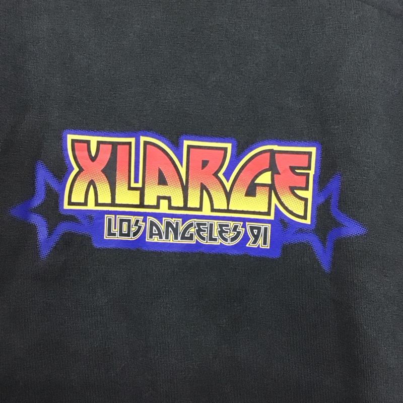 エクストララージ XLARGE カットソー 長袖 長袖カットソー プリントカットソー クルーネック M ロゴ、文字 黒 / ブラック / メンズ USED 古着 中古 10139556