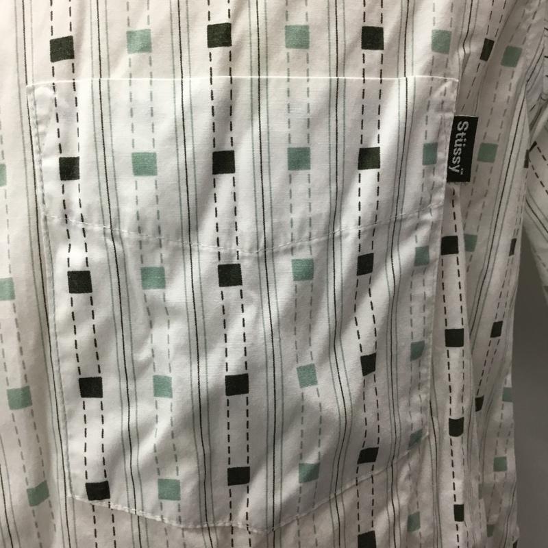 ステューシー STUSSY シャツ、ブラウス 半袖 半袖シャツ カラーシャツ 半袖カットソー プリントシャツ M 総柄 白 / ホワイト / X カーキ / カーキ / メンズ USED 古着 中古 10106404