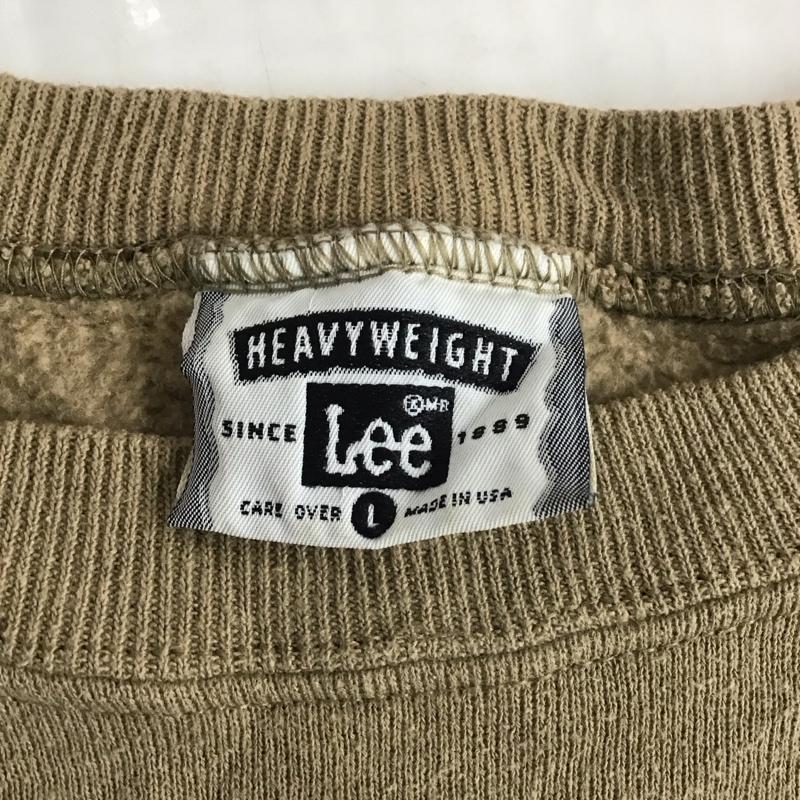 リー Lee トレーナー 長袖 長袖トレーナー スウェット クルーネック リブスウェットカットソー L プリント 茶 / ブラウン / メンズ USED 古着 中古 10109780