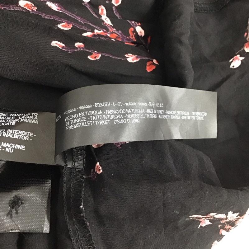 ザラウーマン ZARA WOMAN ワンピース ロングスカート 長袖シャツワンピース 前空きロングワンピース XS プリント 黒 / ブラック / レディース USED 古着 中古 10136019