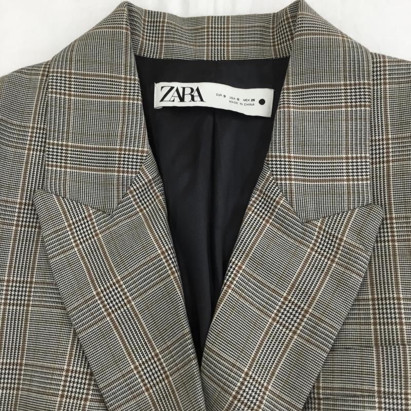 ザラ ZARA ジャケット、上着 ジャケット、ブレザー S チェック 黒 / ブラック / X 茶 / ブラウン / レディース USED 古着 中古 10133858