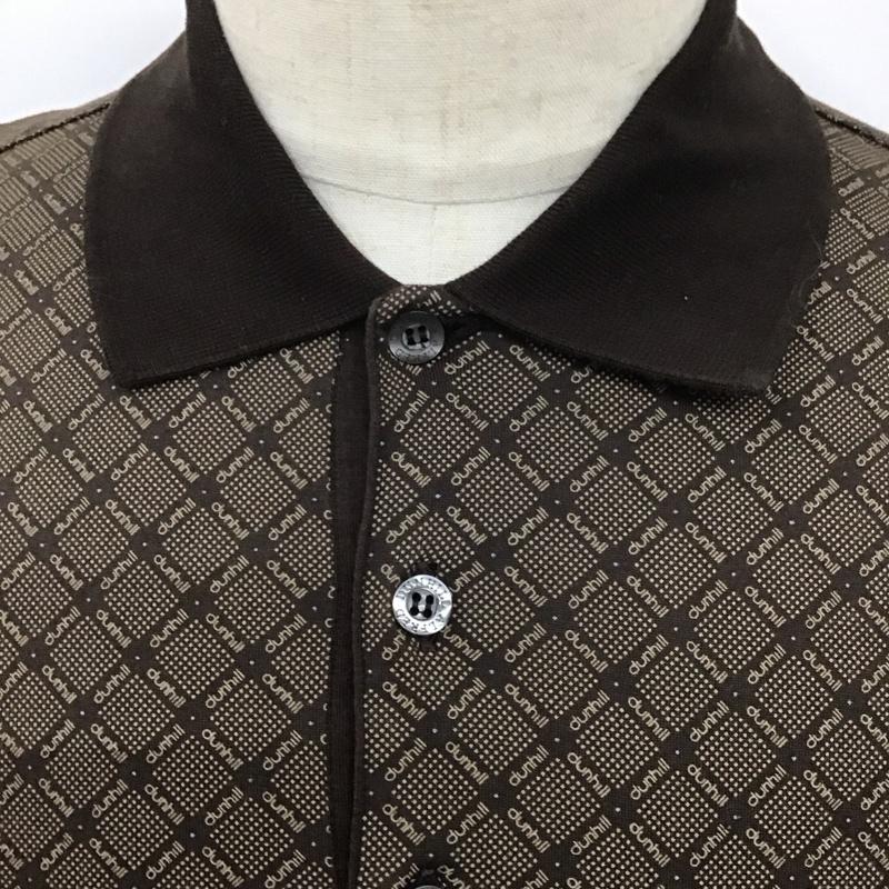 ダンヒル DUNHILL ポロシャツ 半袖 M 総柄 茶 / ブラウン / メンズ USED 古着 中古 10128260