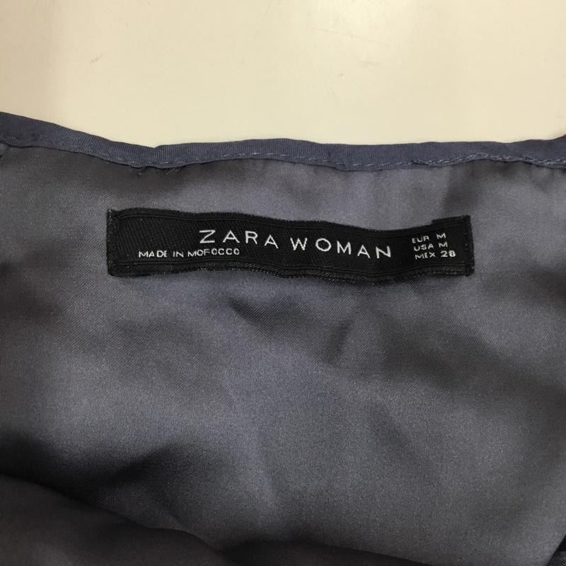 ザラウーマン ZARA WOMAN カットソー 半袖 半袖カットソー シアーシャツ ワイドネックカットソー M 無地 紺 / ネイビー /  レディース USED 古着 中古 10112255