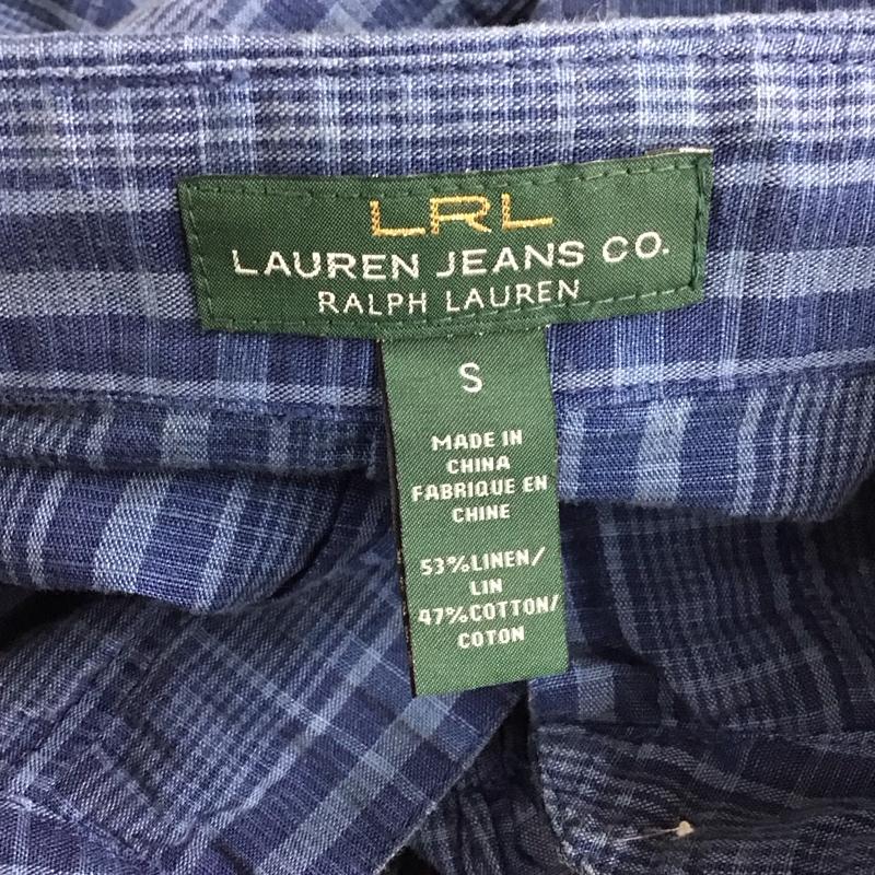 ラルフローレン RALPHLAUREN シャツ、ブラウス 長袖 フリル コットン リネン S チェック 青 / ブルー / レディース USED 古着 中古 10114757