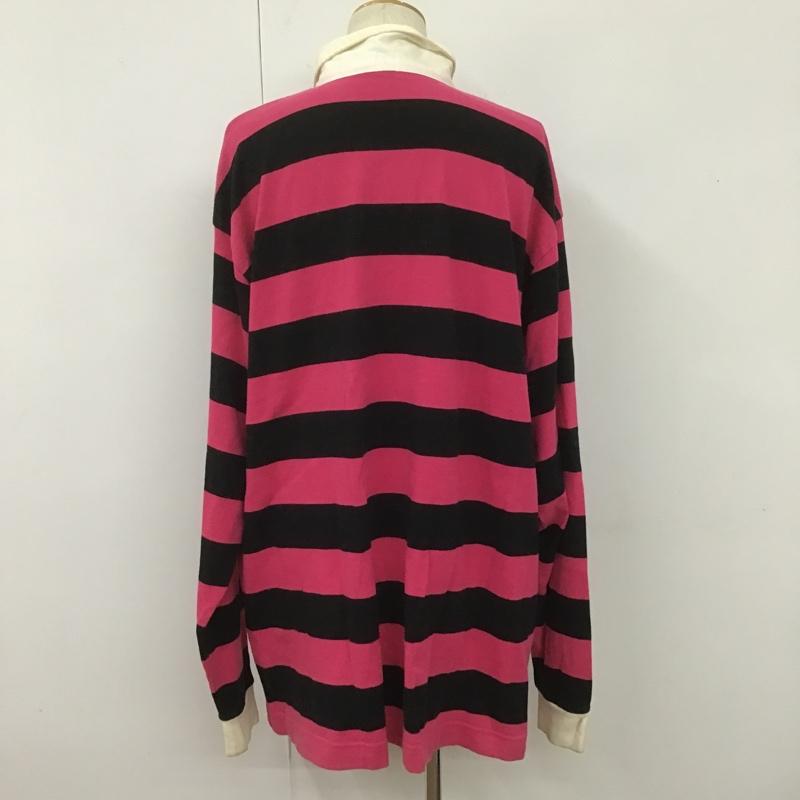 アベイシングエイプ A BATHING APE ポロシャツ 長袖 BABY MILO XXL ボーダー柄 黒 / ブラック / X 桃 / ピンク / メンズ USED 古着 中古 10105703