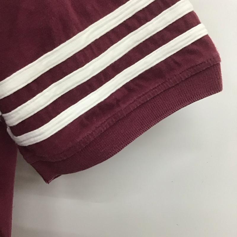 アディダス adidas Tシャツ 半袖 半袖カットソー プリントTシャツ Vネックカットソー スポーツウェア L ロゴ、文字 えんじ / ワインレッド / メンズ USED 古着 中古 10107265