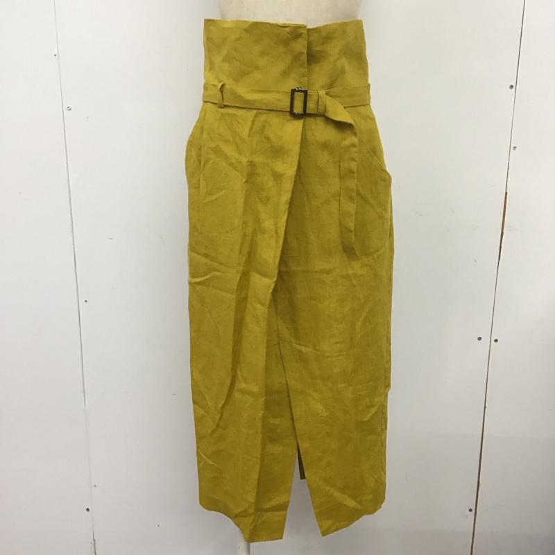 アイテムズ アーバンリサーチ ITEMS URBAN RESEARCH スカート ロングスカート wh85-25n008 リネンライクタイトスカート センタースリットスカート FREE 無地 マスタード / マスタード / レディース USED 古着 中古 10109210